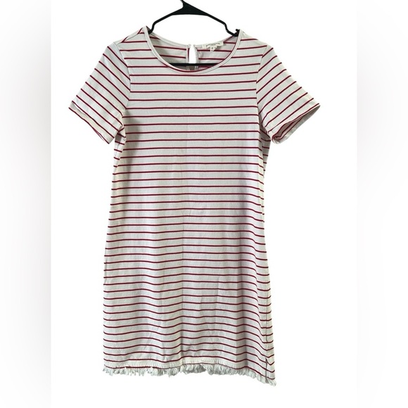 beachlunchlounge Dresses & Skirts - Beach lunch lounge cotton short sleeve red striped mini dress